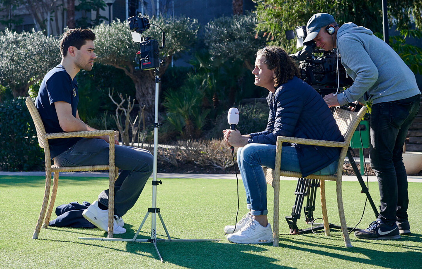 NOS Sport Wielrennen (cycling) with Han Kock interviewing Tom Dumoulin