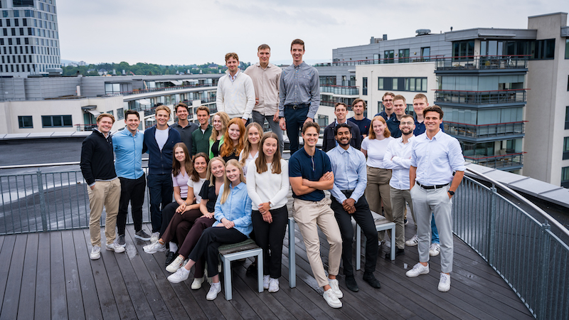 Group of interns on a rooftop