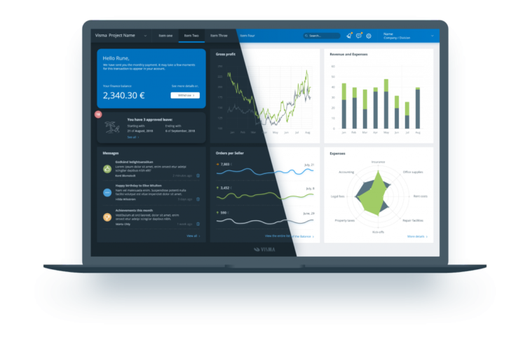 Illustration of dark mode dashboard