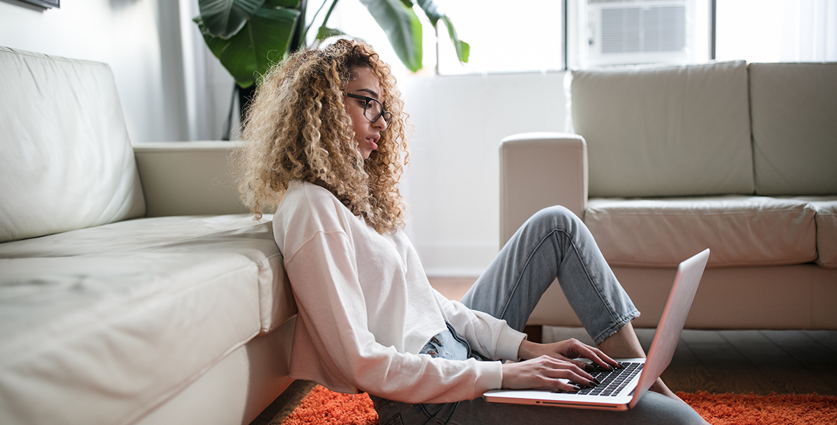 Girl working remotely