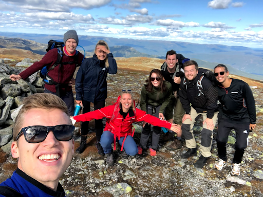 Management trainees on a mountain hike